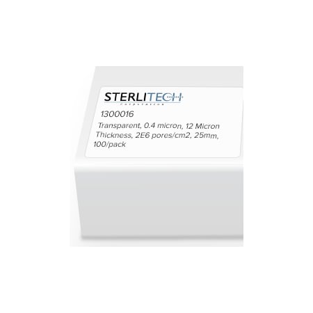 Sterlitech PETE Membrane Filters, Transparent, 0.4um, 25mm, PK100 1300016